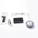 Supplies for type-1 diabetes management, including insulin pump, insulin vial, syringe, needle, insulin cartridge, and infusion site applicator.